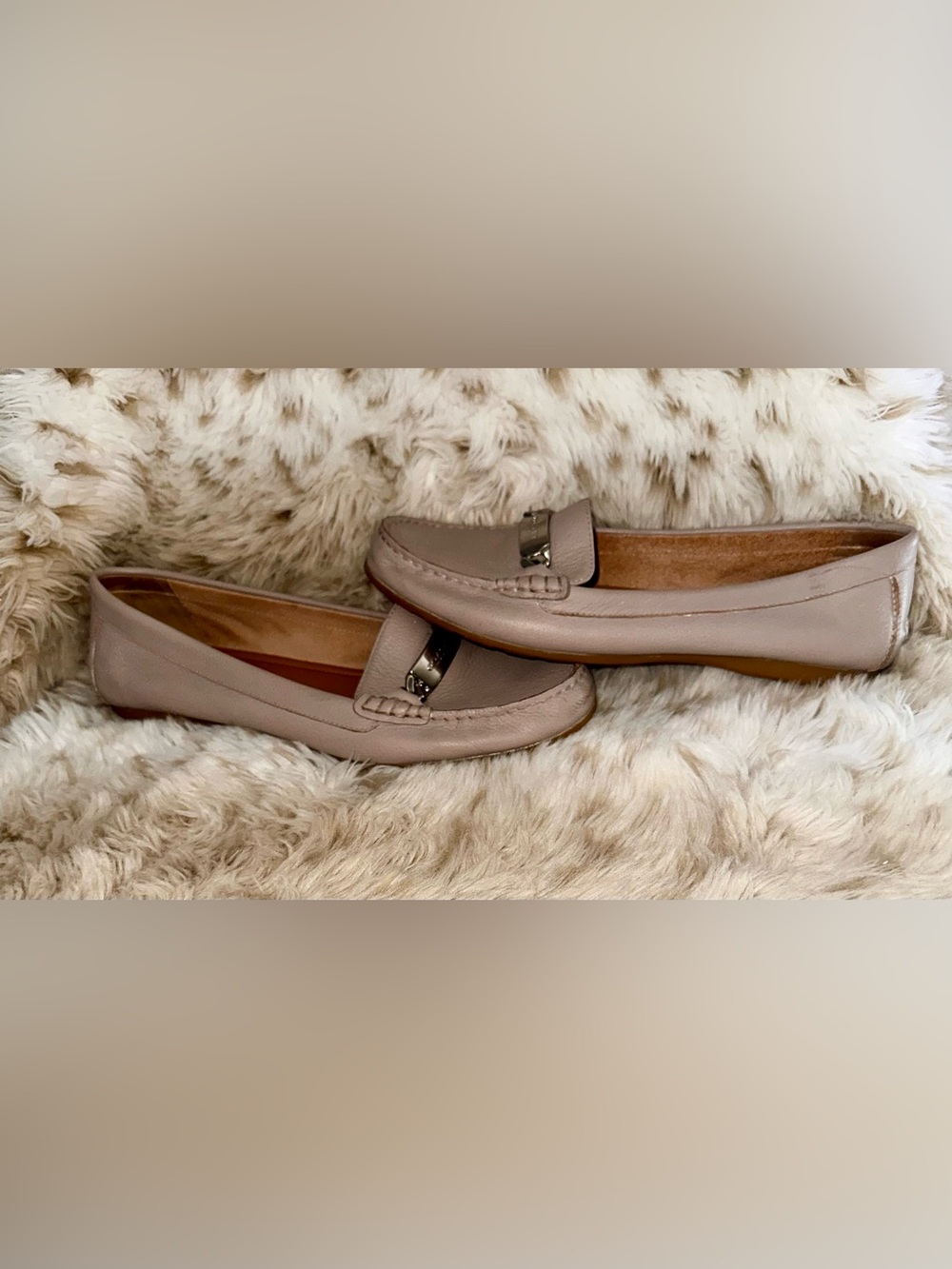 Coach Neutral Taupe Leather Bit Loafers